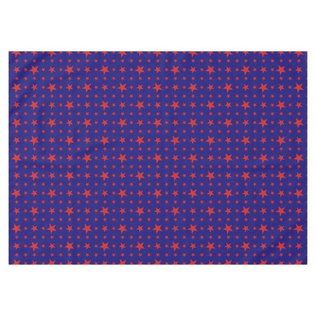 Party Stars Red on Blue Tablecloth (Front (Horizontal))