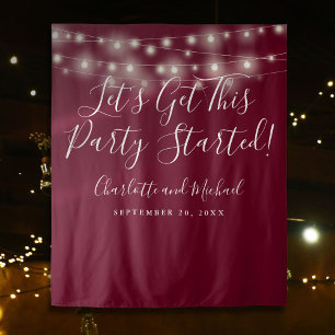 Party Started Lights Burgundy Photo Backdrop
