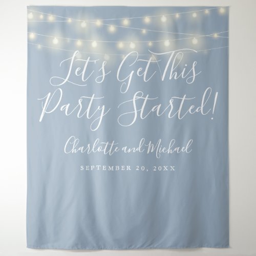 Party Started Lights Dusty Blue Photo Backdrop