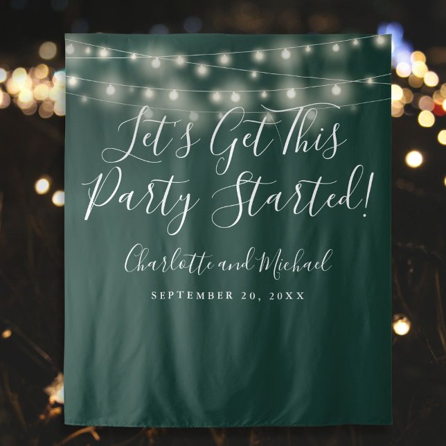 Party Started Lights Emerald Green Photo Backdrop (Party Started Lights Emerald Green Photo Backdrop)