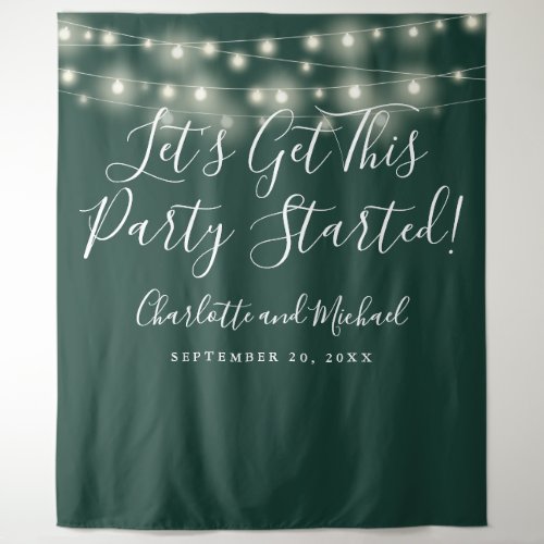 Party Started Lights Emerald Green Photo Backdrop