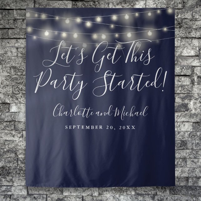 Party Started Lights Navy Blue Photo Backdrop (Party Started Lights Navy Blue Photo Backdrop)