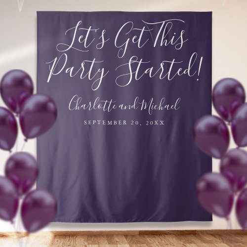 Party Started Script Purple Photo Backdrop