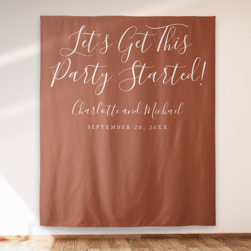 Party Started Script Terracotta Photo  Backdrop