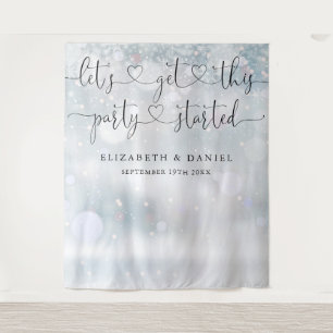 Party Started Script Winter Wedding Photo Backdrop