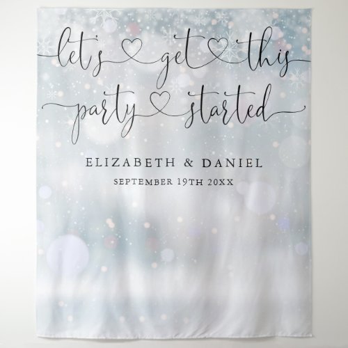 Party Started Script Winter Wedding Photo Backdrop