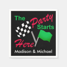Party Starts Here Race Flag Name Personalized