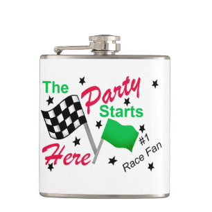 Party Starts Here Race Name Personalized Beverage Flask