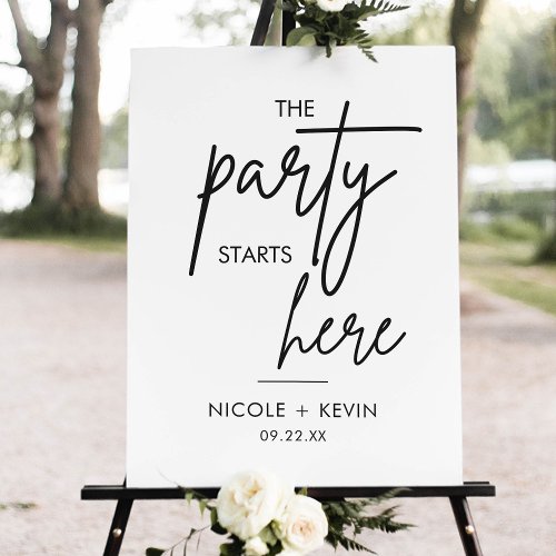  Party Starts Here Wedding Welcome Sign 