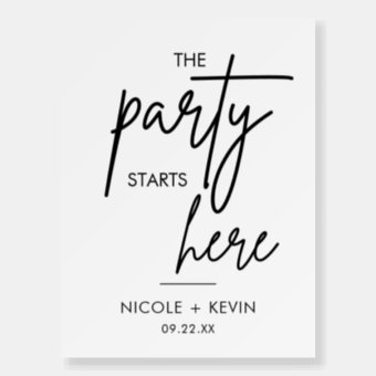 Party Starts Here Wedding Welcome Sign | Zazzle