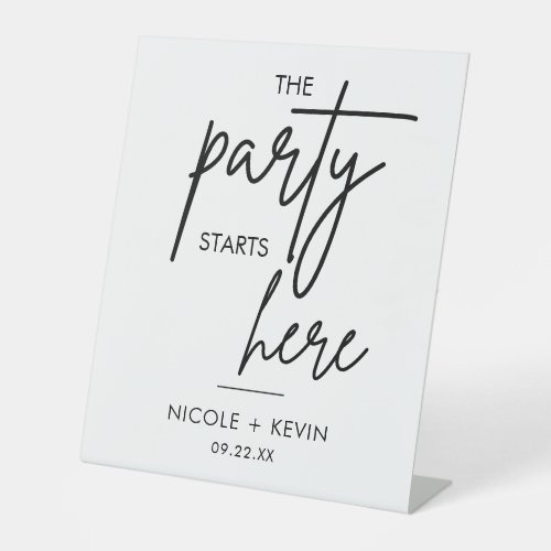 Party Starts Here Wedding Welcome Sign Pedestal