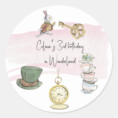 Party Sticker with Alice in wonderland theme