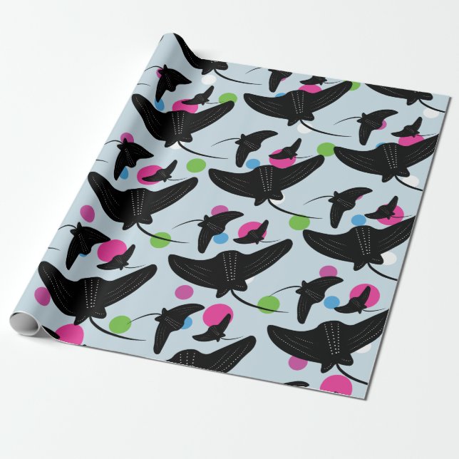 Party Stingray Colorful Pattern Wrapping Paper (Unrolled)