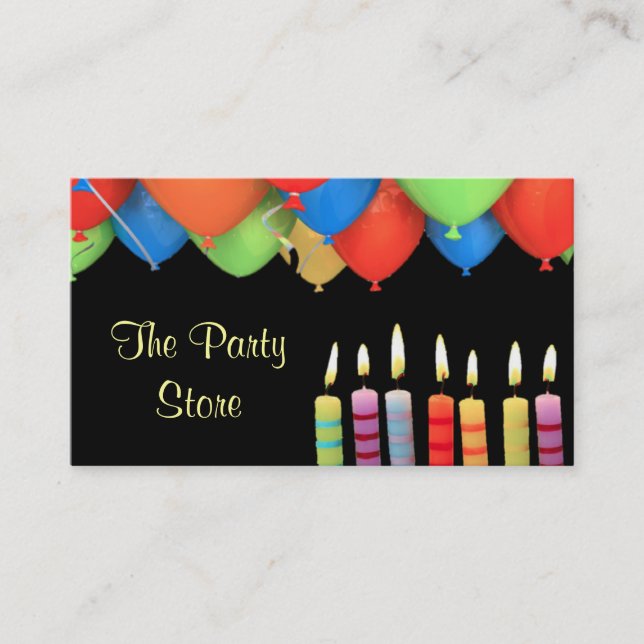 Party Store Candles Business Card Black (Front)