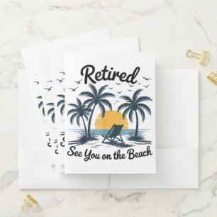 Party Summer Retired See You On The Beach Pocket Folder