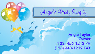 Party Supplies Business Cards Zazzle Party Supplies Balloons Business Card