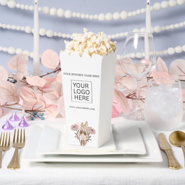 Party Supplies Custom Logo & Text Popcorn Favor Boxes (Wedding)