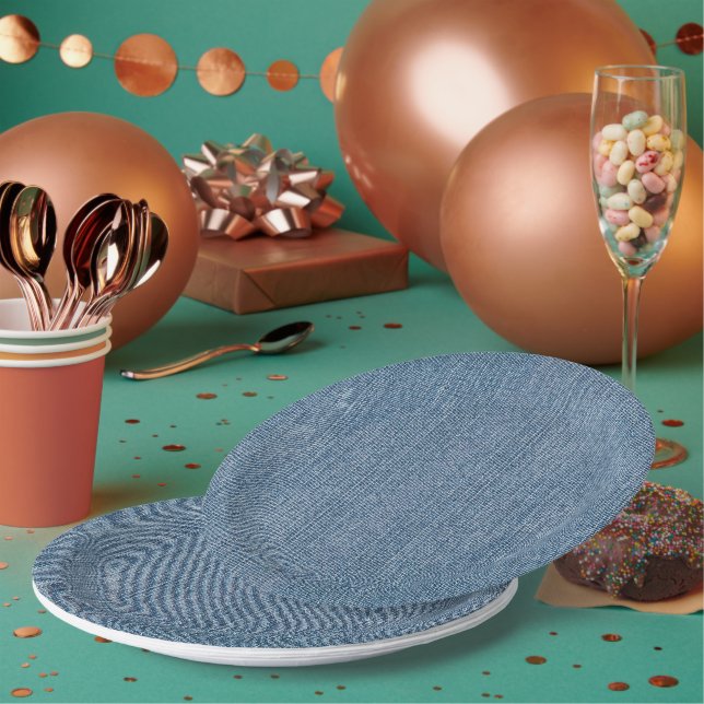 Party Supply Blue Jean Denim Paper Plates (Multi)