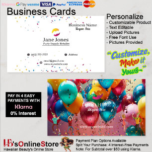 Party Supply Retailer Business Cards 19 