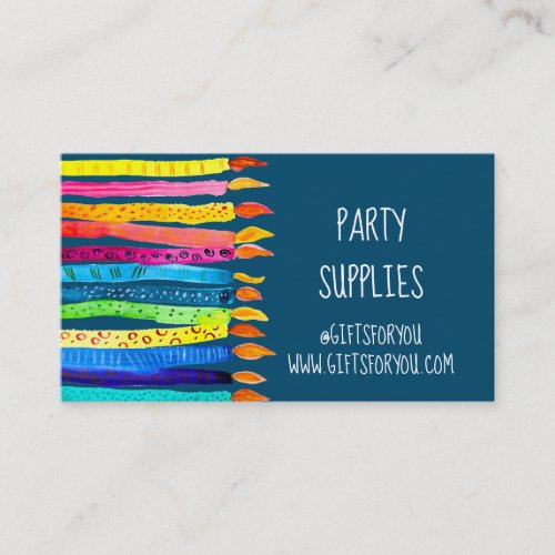 Party supply shop candles business card
