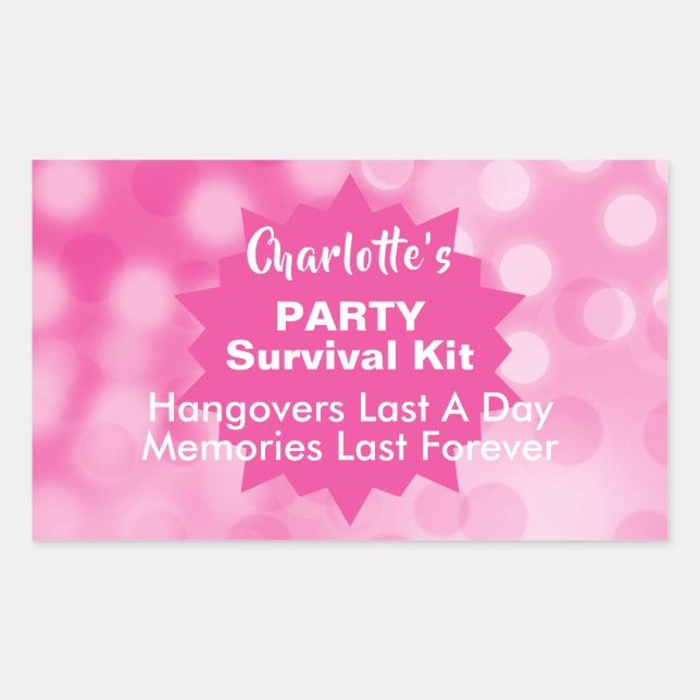 Party Survival Kit DIY Favor Rectangular Sticker (Front)