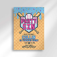 Party Szn Ice Cream Drip Baseball Birthday