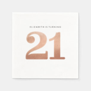 PARTY TABLE LARGE AGE modern 21 shiny rose gold Napkins