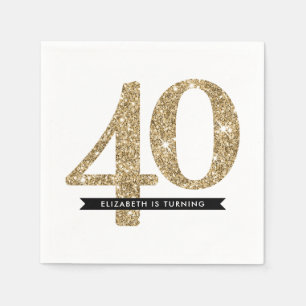 PARTY TABLE LARGE AGE modern 40 gold glitter Paper Napkins