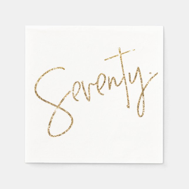 PARTY TABLE seventy script modern 70 gold glitter Napkins (Front)