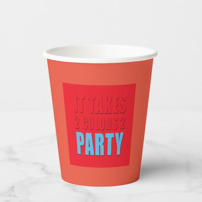 Party Takes Two Colors Red Blue Paper Cup (Front)