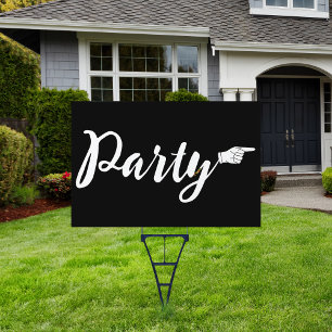 Party This Way Arrow Right Directional Yard Sign
