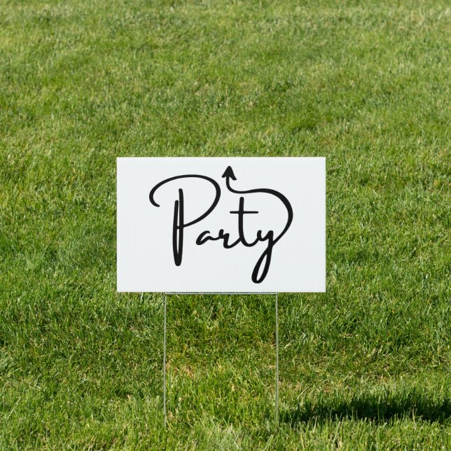 Party this way arrow straight ahead Yard Sign (Insitu)