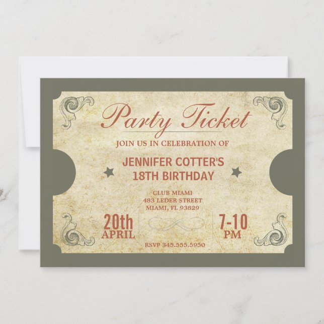 Party Ticket Invitation (Front)