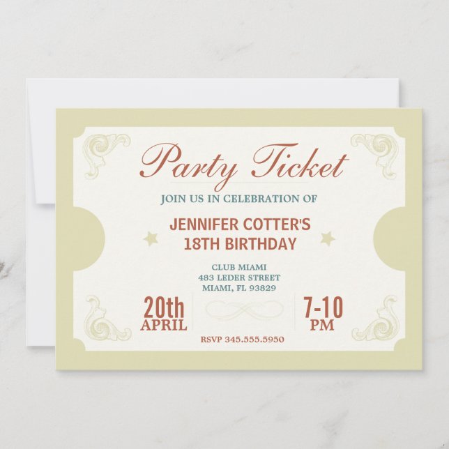 Party Ticket Invitation (Front)