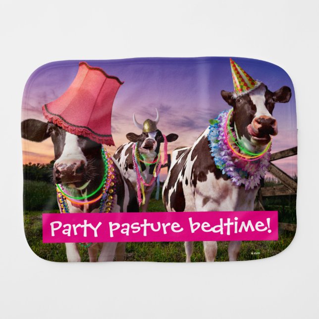 Party 'Til The Cows Come Home Baby Burp Cloth (Front Horizontal)