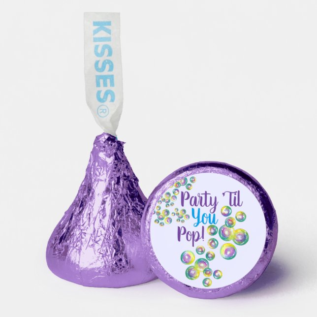Party Til You Pop Blowing Bubbles Iridescent Hershey®'s Kisses® (Front)