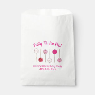 Party Til You Pop Pink Frosted Cake Pops Favor Bag