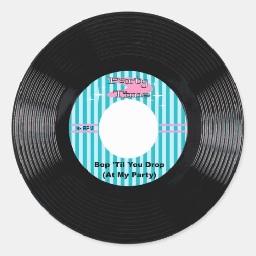 Party Time 45 rpm Record Classic Round Sticker