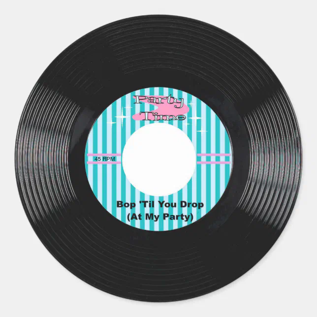 Party Time 45 rpm Record Classic Round Sticker | Zazzle