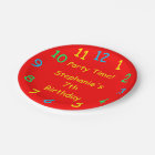 Party Time, 7th Birthday, Red, Clock, Name,