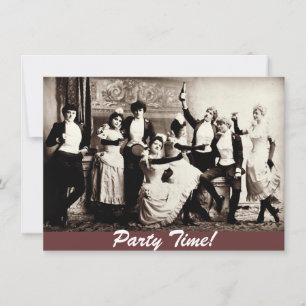 Party Time Antique Women Celebrating Flat Invites
