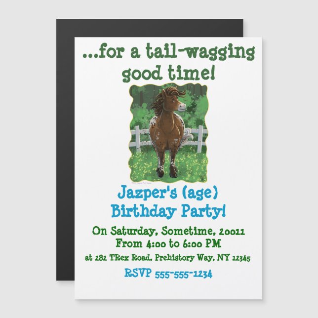 Party Time Appaloosa Horse Magnetic Invitation (Front/Back)