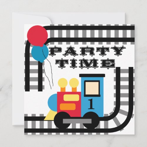 Party Time Birthday Train Invitations