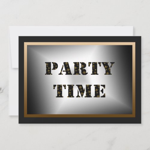 Party Time Black Gold Fleur de Lis Party Invitation