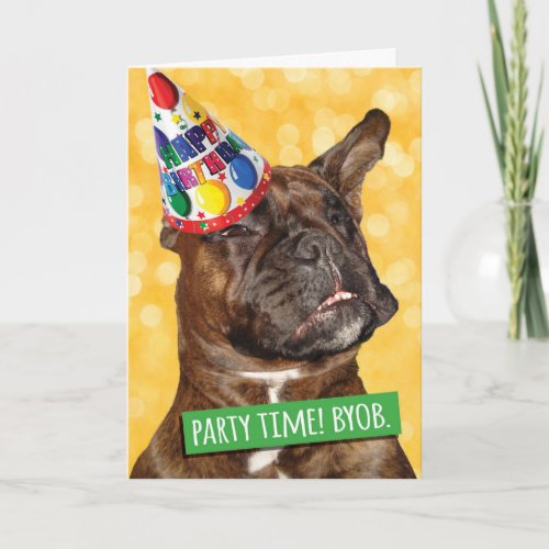 Party Time Boxer Dog BYOB_Bring Your Own Bone Card
