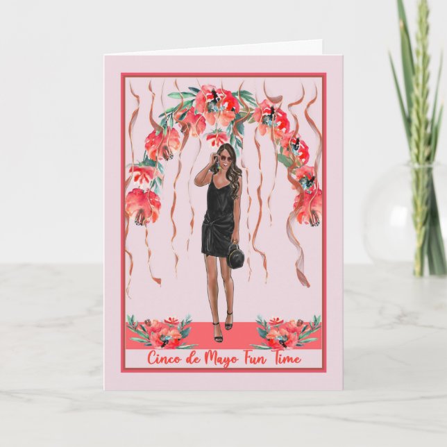 Party Time Card for Cinco de Mayo with Woman (Front)