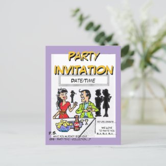 Party Time Cartoon Invitation Postcard