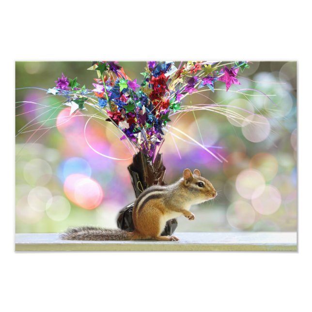 Party Time Chipmunk Picture Photo Print (Front)