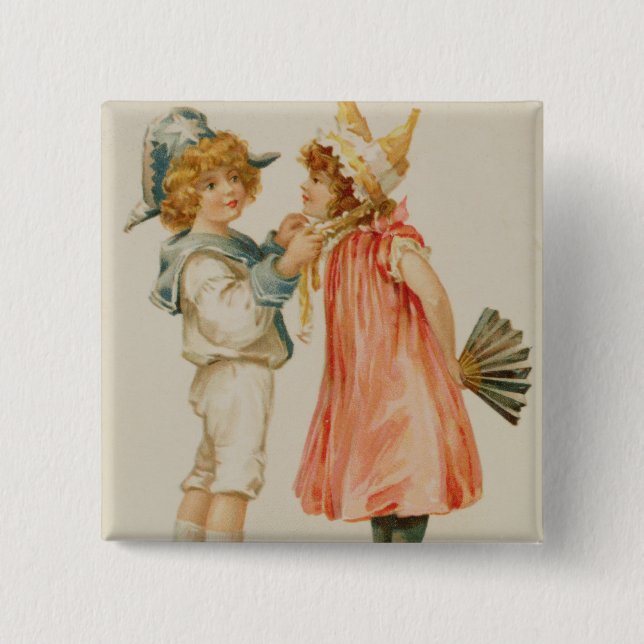 Party Time, Christmas postcard Button (Front)