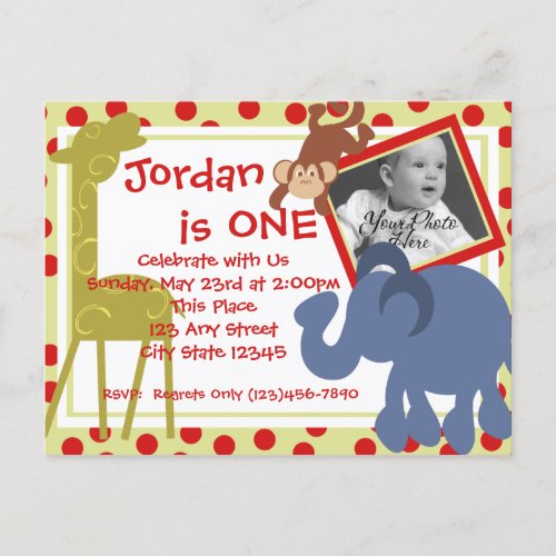 Party Time Circus Photo Invitation Postcard